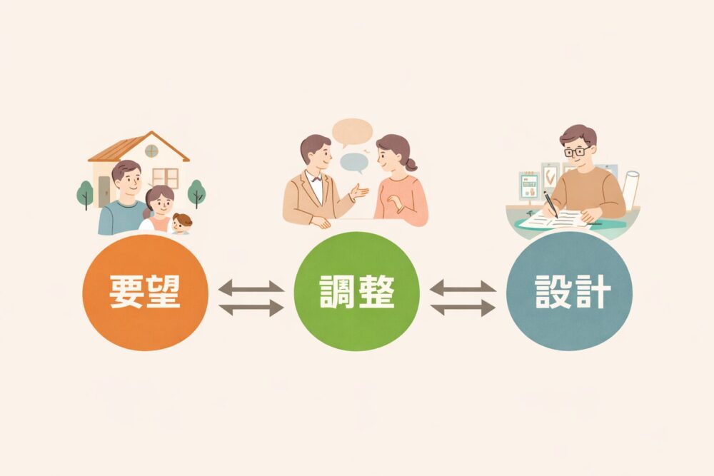 要望、調整、設計と膨大な情報が行き来する工務店の構造