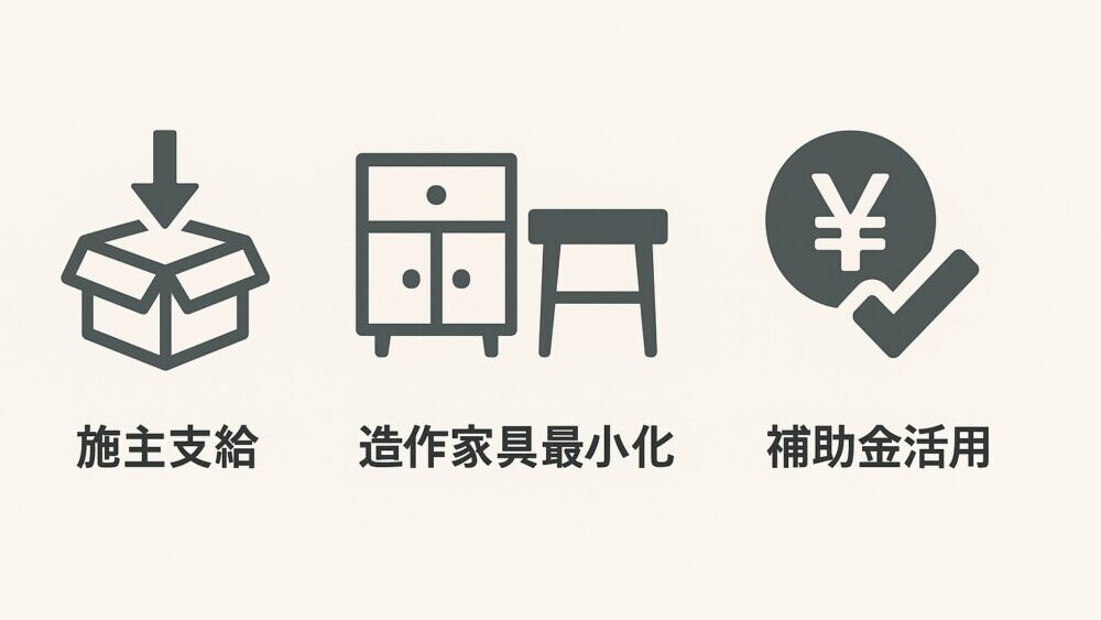 施主支給・造作家具最小化・補助金活用の図解