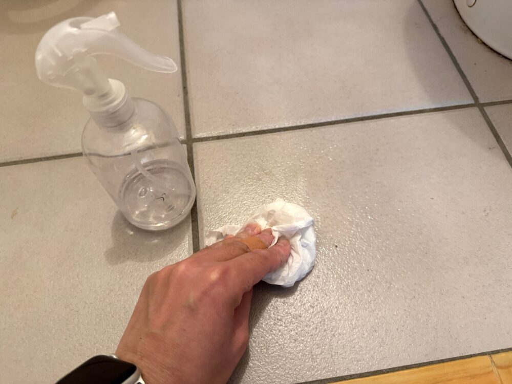 アルコール洗剤で掃除しやすいトイレのタイル床